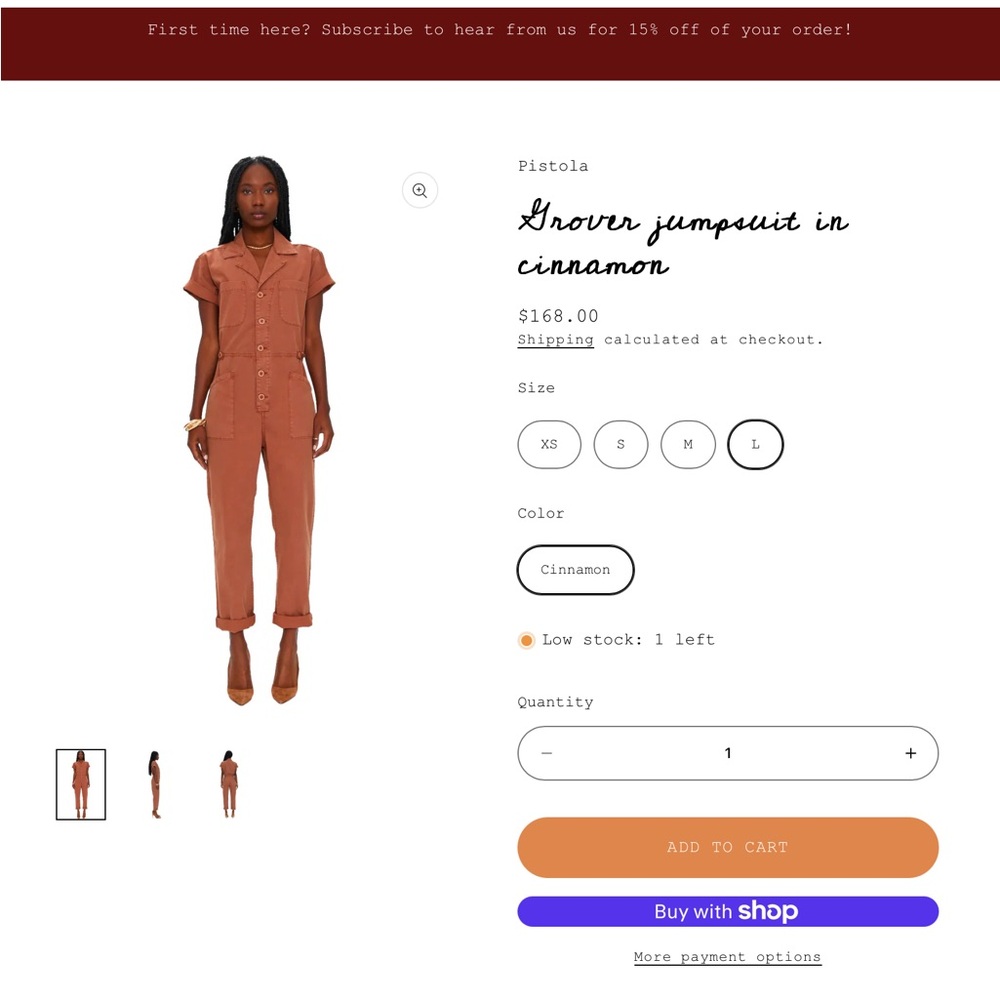 Pistola Grover jumpsuit in cinnamon